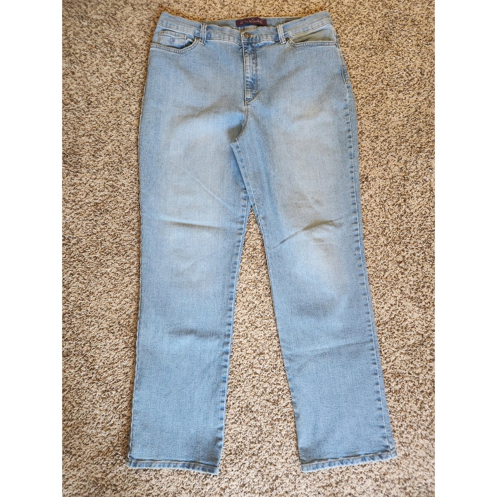 Gloria Vanderbilt Amanda Jeans Womens 14 High Rise Tapered Light Wash Blue Denim
